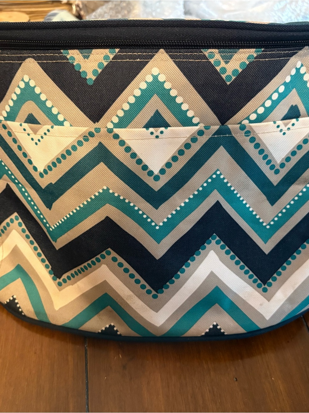 Chevron Pattern Teal and Navy Thermal Bag